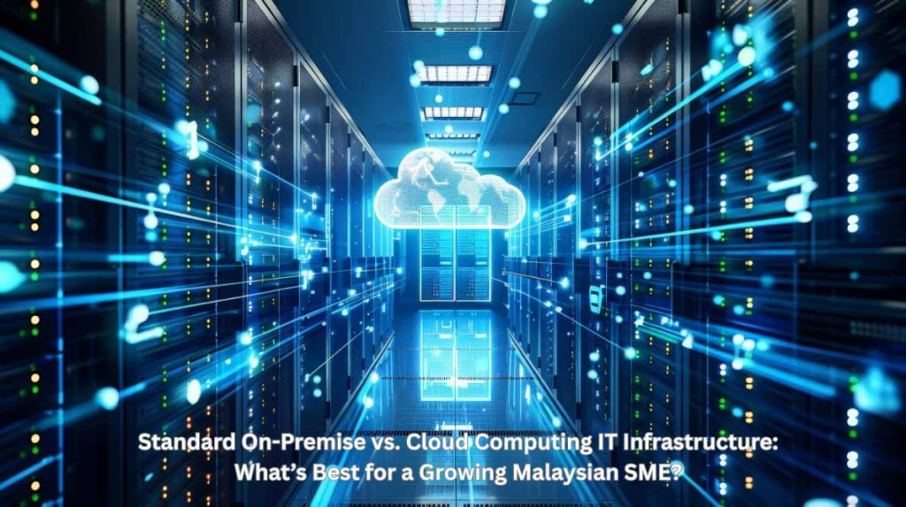 Comparison of traditional on-premise servers and cloud computing IT infrastructure for a growing Malaysian SME.
